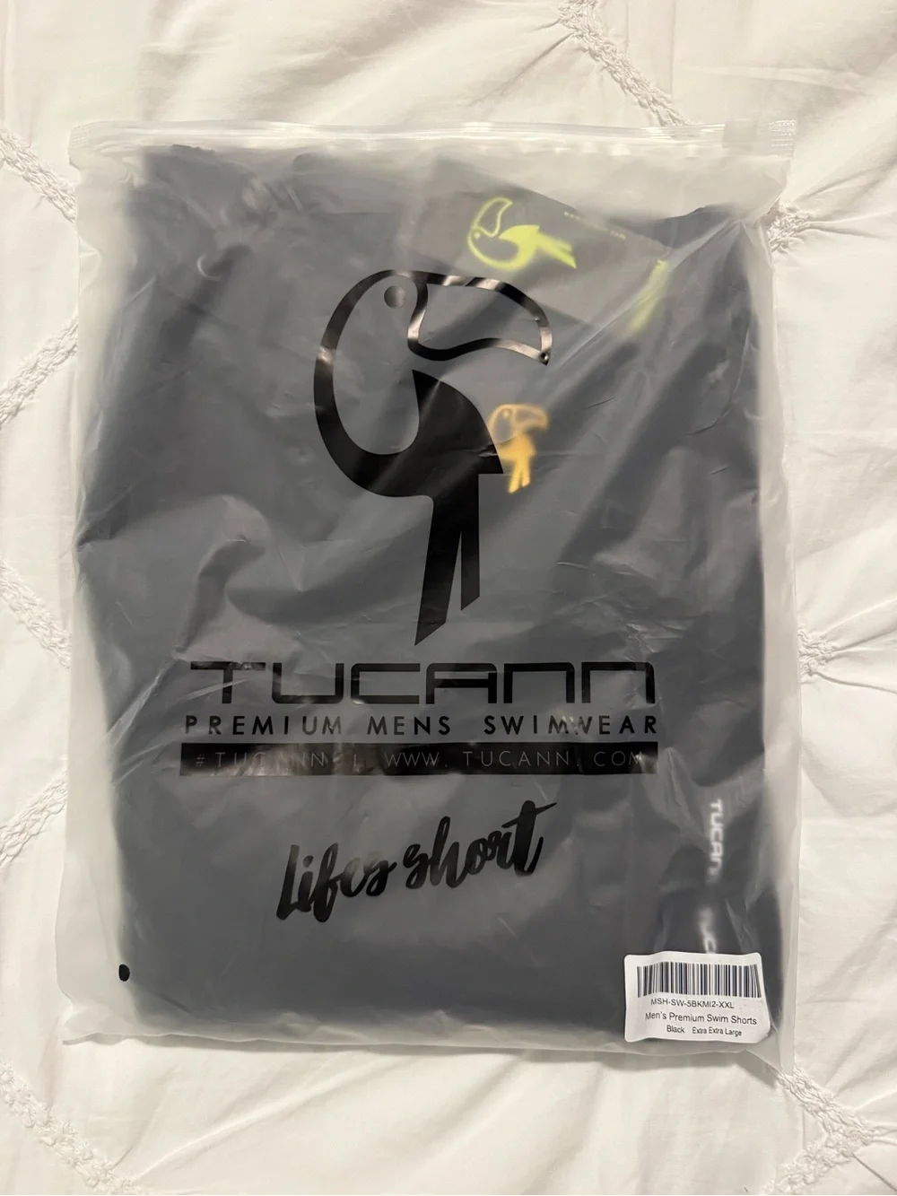 NWT Tucann Men's Black Swim Trunks 5” XXL